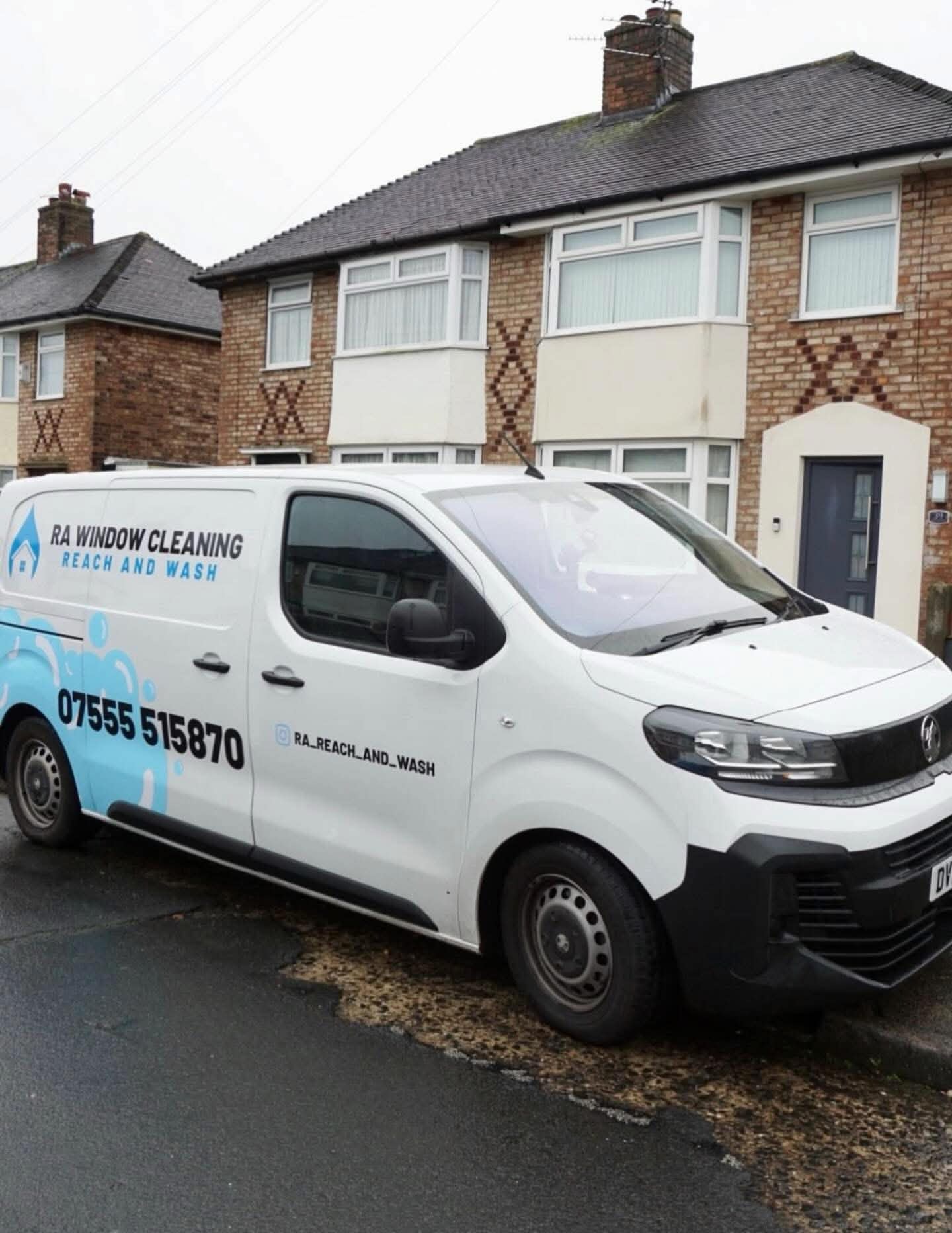RA Window Cleaning - Reach and Wash van on location in Merseyside